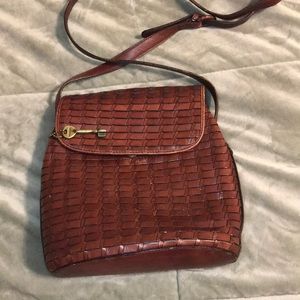 Vintage woven fossil purse